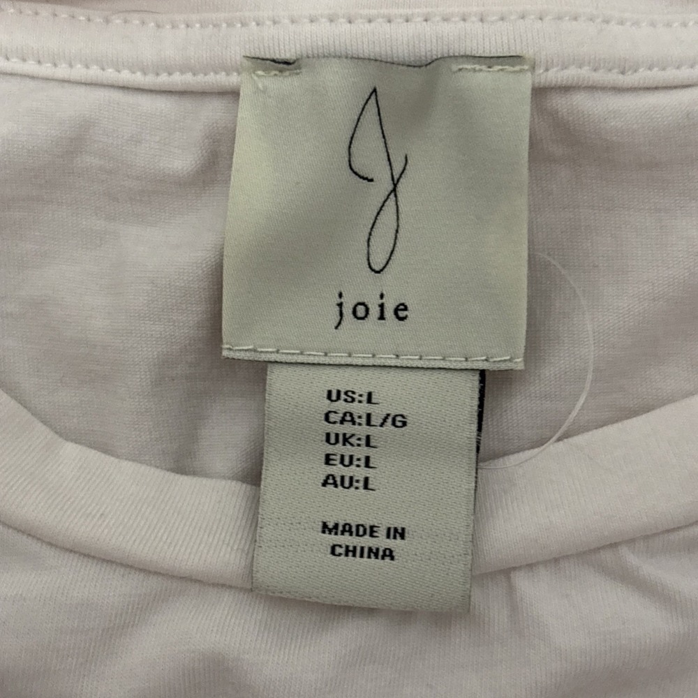 Joie White Cotton Cropped Sequin Crop Short Sleeve‎ Top - Size Large - Picture 3 of 5